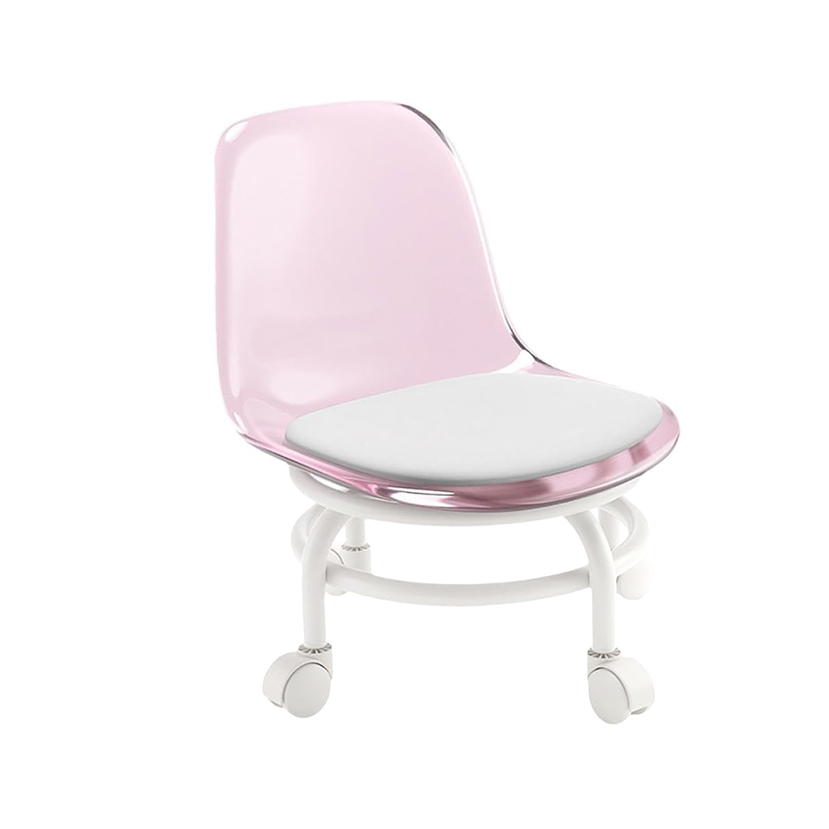Multi-Purpose Adjustable Rolling Salon Chair with Backrest - Drafting Spa Bar Medical Salon Tattoo Stool Chair with Wheels 360 Swivel - Heavy Duty - Weight Capacity - Low rolling chair Pedicure Chair BPC-Pink