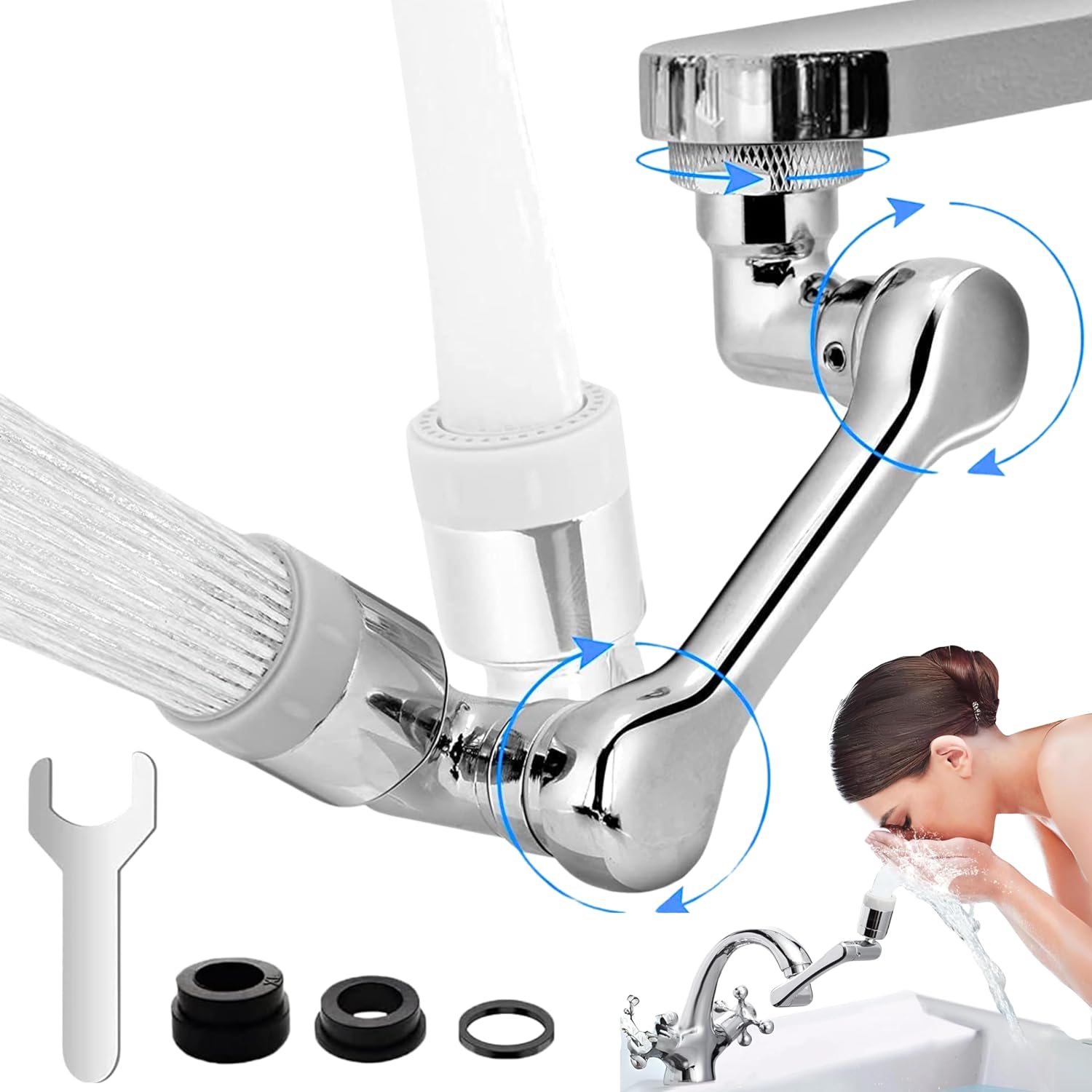 bathroom sink tap washbasin aerator universal swivel 1080 rotating abs faucet extender head kitchen extender 2 mode splash filter arm sprayer