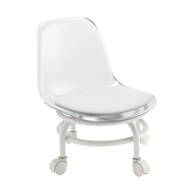 Multi-Purpose Adjustable Rolling Salon Chair with Backrest - Drafting Spa Bar Medical Salon Tattoo Stool Chair with Wheels 360 Swivel - Heavy Duty - Weight Capacity - Low rolling chair Pedicure Chair BPC-Clear
