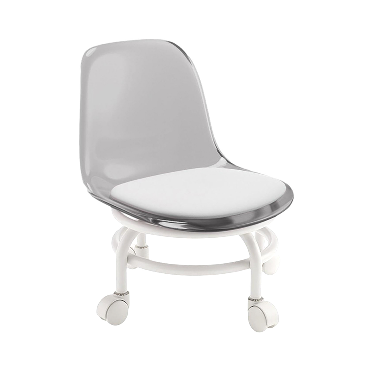 Multi-Purpose Adjustable Rolling Salon Chair with Backrest - Drafting Spa Bar Medical Salon Tattoo Stool Chair with Wheels 360 Swivel - Heavy Duty - Weight Capacity - Low rolling chair Pedicure Chair BPC-Grey