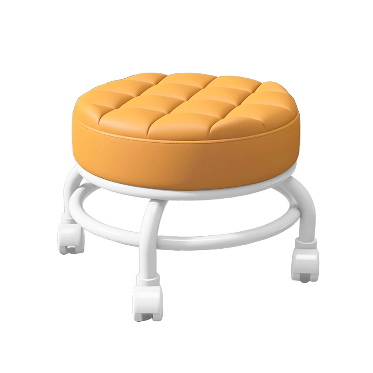 Salon stool - 360° Rolling Low Stool with Cushion, PU Roller Seat with Wheels for Garage, Gardening, Home, Daily Party, Nail Salon, Spa, Pedicure, Fitness Sport BPSS(Brown)