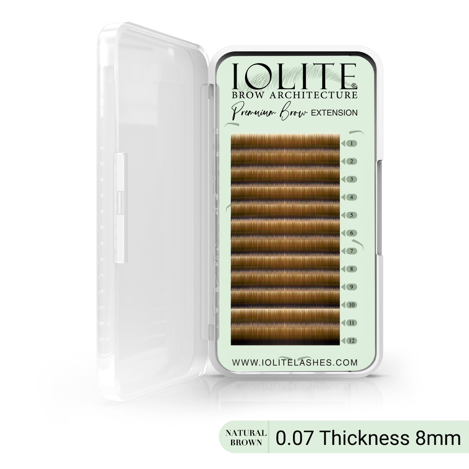 Premium Eyebrow Extension  Brow-I ; False Eyebrows in Tray -Brow Extension 0.07T Thickness ; Length - 8mm, 9mm, Mix - Natural Brown