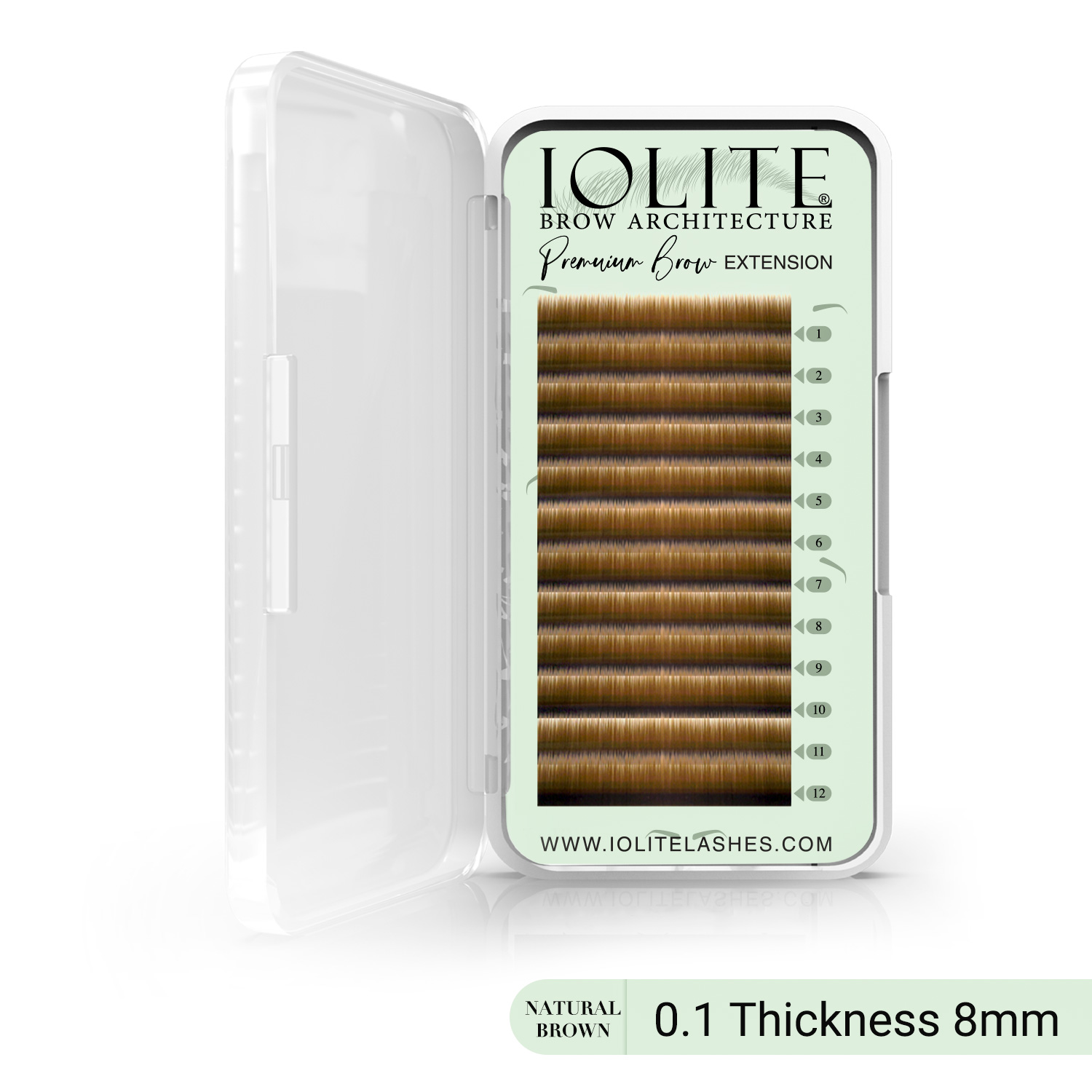 Premium Eyebrow Extension Brow-I; False Eyebrows in Tray - Brow Extension 0.10T Thickness ; Length - 8mm, 9mm, Mix - Natural Brown