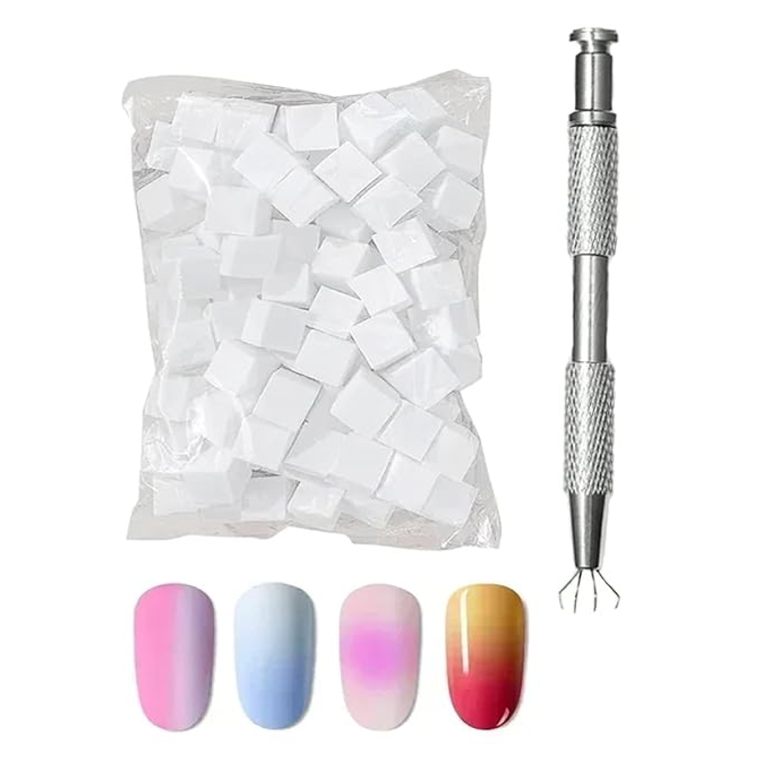 50 Pcs Soft Nail Sponges with 4 Claws Metal Grabber – Mini Nail Sponges for Ombre, Gradient Nail Art, & More | Nail Brush Nail Art Tools & Accessories NASK