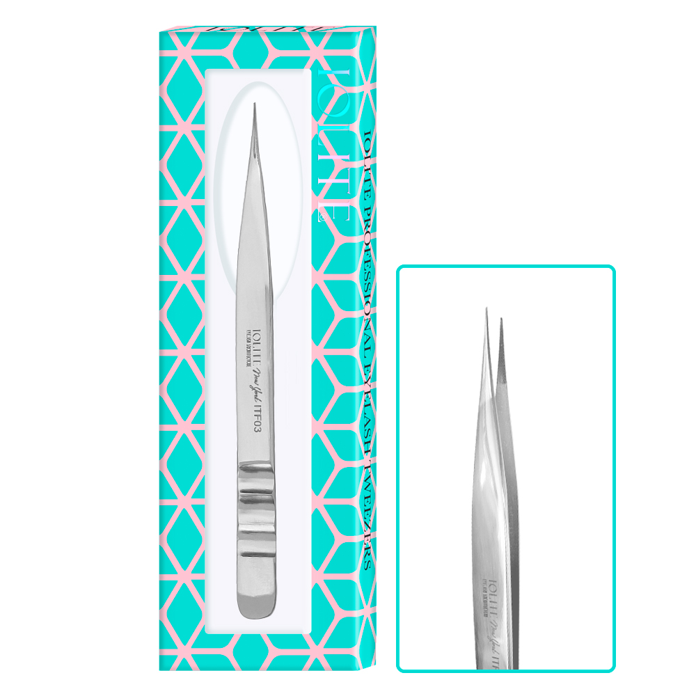 Professional Stainless Steel Eyelash Extension Tweezers – Needle Nose Isolation Tweezer with Straight Tip for Precision Lash Application ITF03