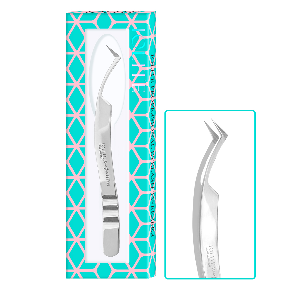 Professional L-Shaped Stainless Steel Eyelash Extension Tweezers – Precision Volume Fan Creation for Russian Volume Technique ITF04