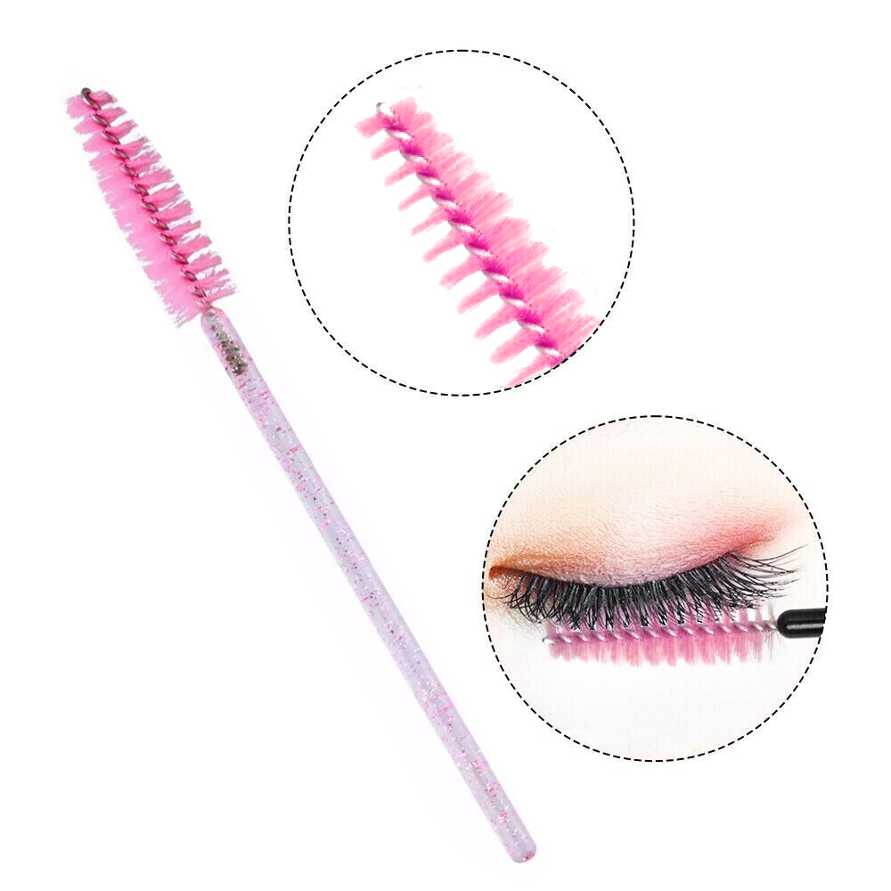 50pcs Disposable Mascara Brushes Set - Flexible Makeup Applicator Wands for Lengthening Eyelashes & Eyebrows, Perfect for All IMB01 (Pink)