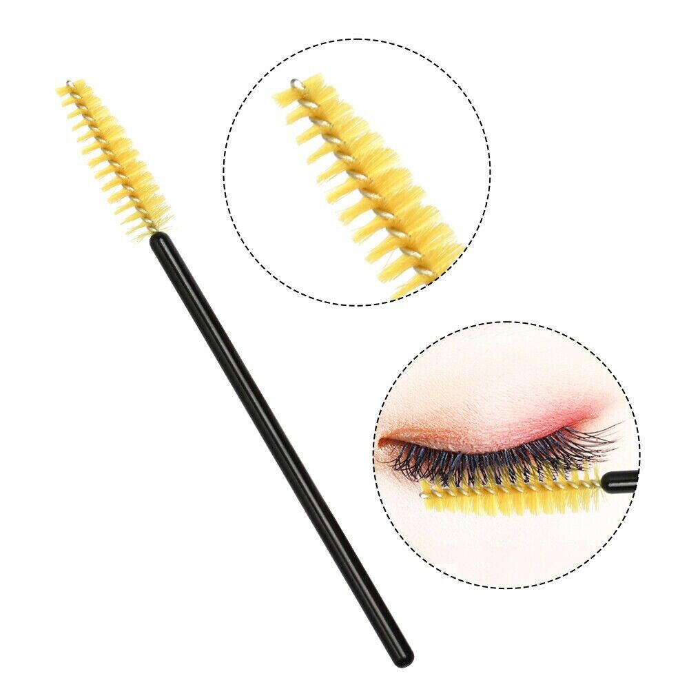 50pcs Disposable Mascara Brushes Set - Flexible Makeup Applicator Wands for Lengthening Eyelashes & Eyebrows, Perfect for All IMB01 (Yellow)