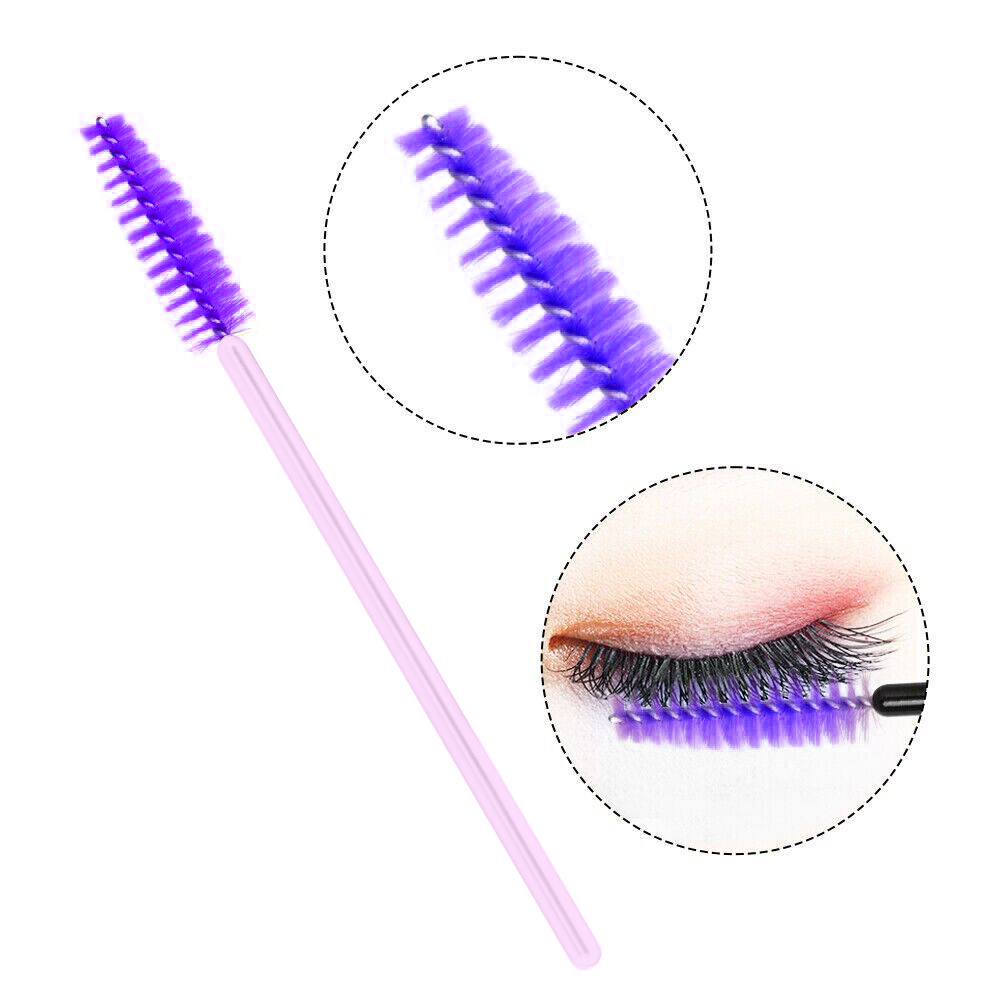 50pcs Disposable Mascara Brushes Set - Flexible Makeup Applicator Wands for Lengthening Eyelashes & Eyebrows, Perfect for All IMB01 (Purple)