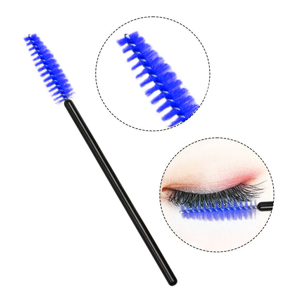 50pcs Disposable Mascara Brushes Set - Flexible Makeup Applicator Wands for Lengthening Eyelashes & Eyebrows, Perfect for All IMB01 (Blue)