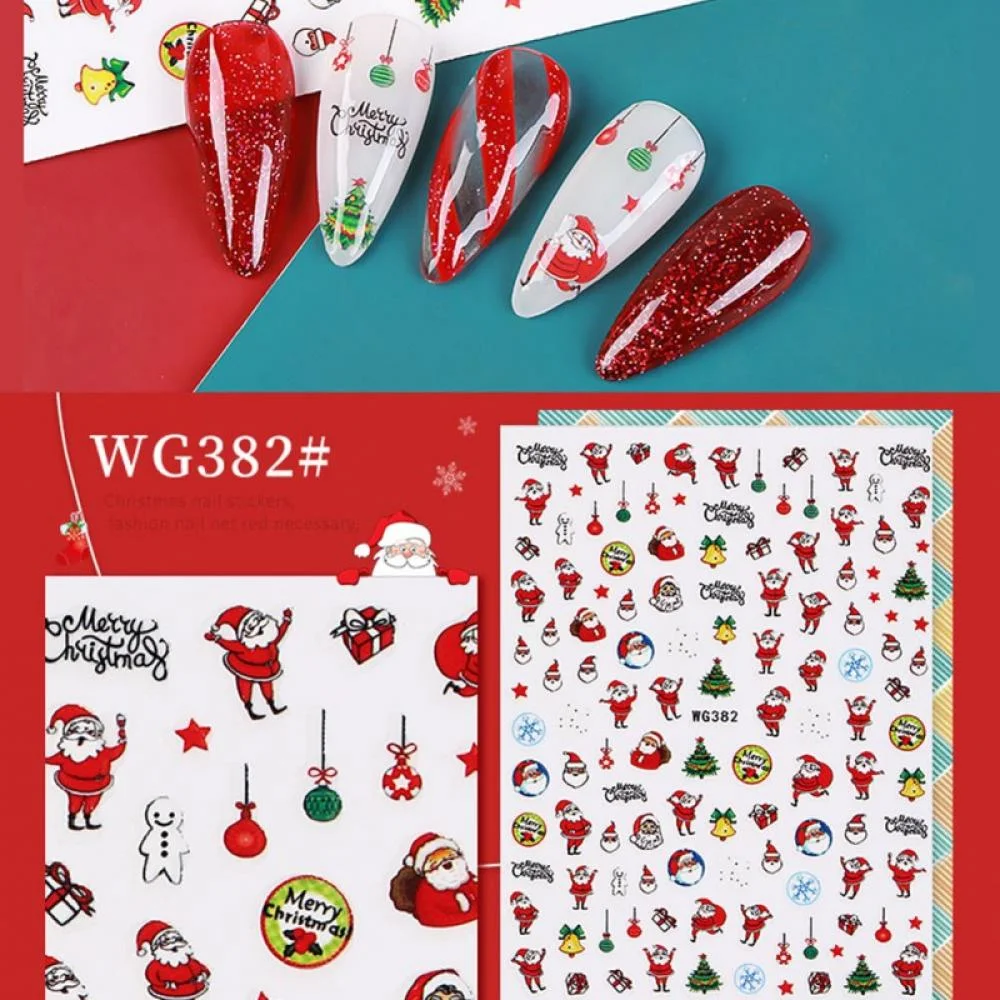 Christmas Nail Art Sticker 3D Christmas Self-Adhesive Nail Decal Snowflake Tree Reindeer Santa Nail Art Sticker for Women Girls Christmas Nail Art Decoration WG382