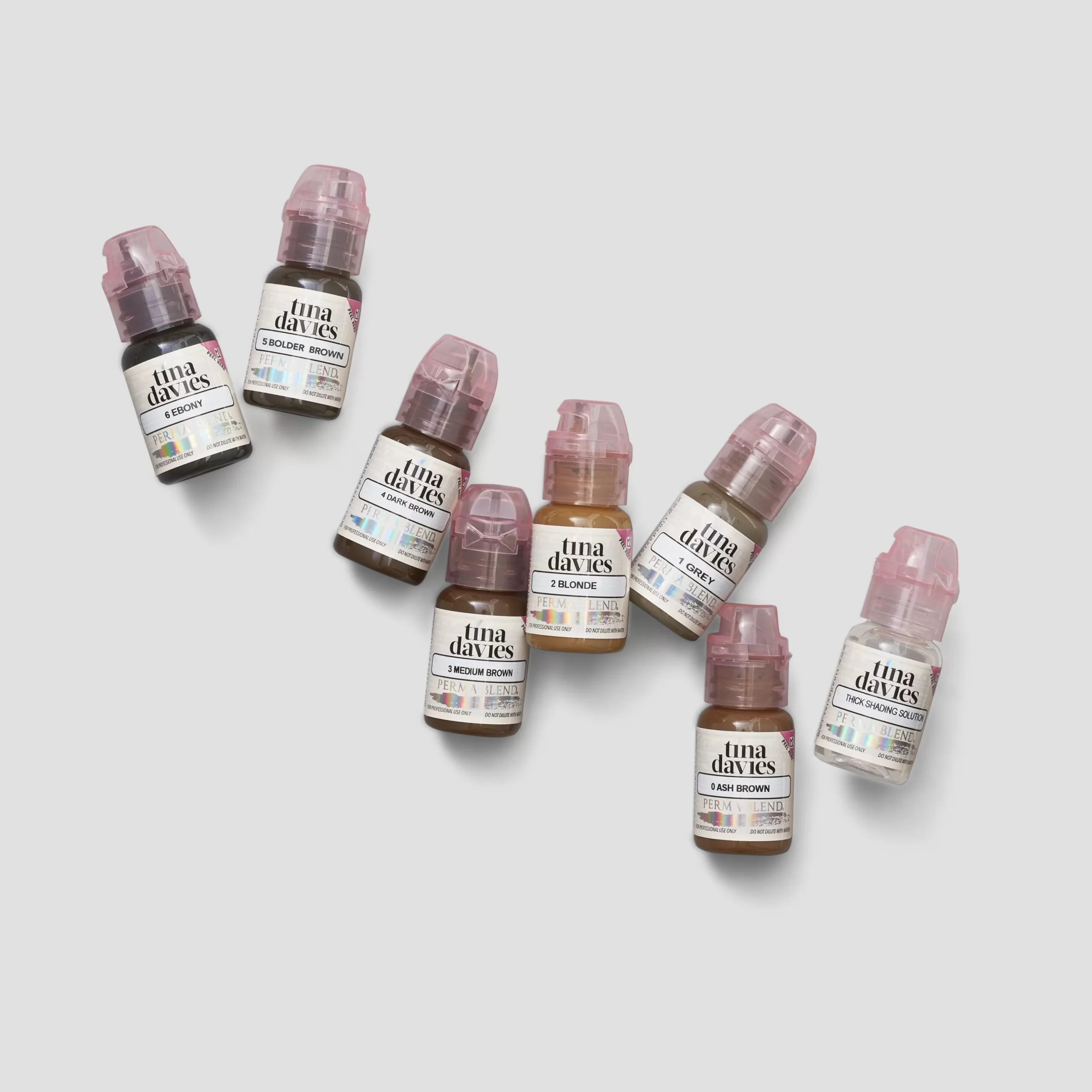 Perma Blend Tina Davies I ❤️ INK Eyebrow Pigment Collection for Permanent Makeup with True Tone Healing and Color Chart 8x 15ml
