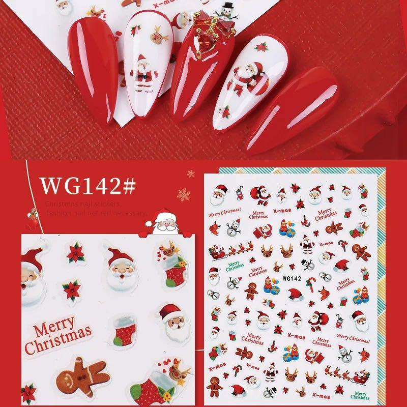 Christmas Nail Art Stickers Decals Snowflake Nail Decals Santa Claus Snowman Self-Adhesive Nail Art Supplies Christmas Tree Elk Nail Accessories for Women Christmas Nail Decorations Design WG142