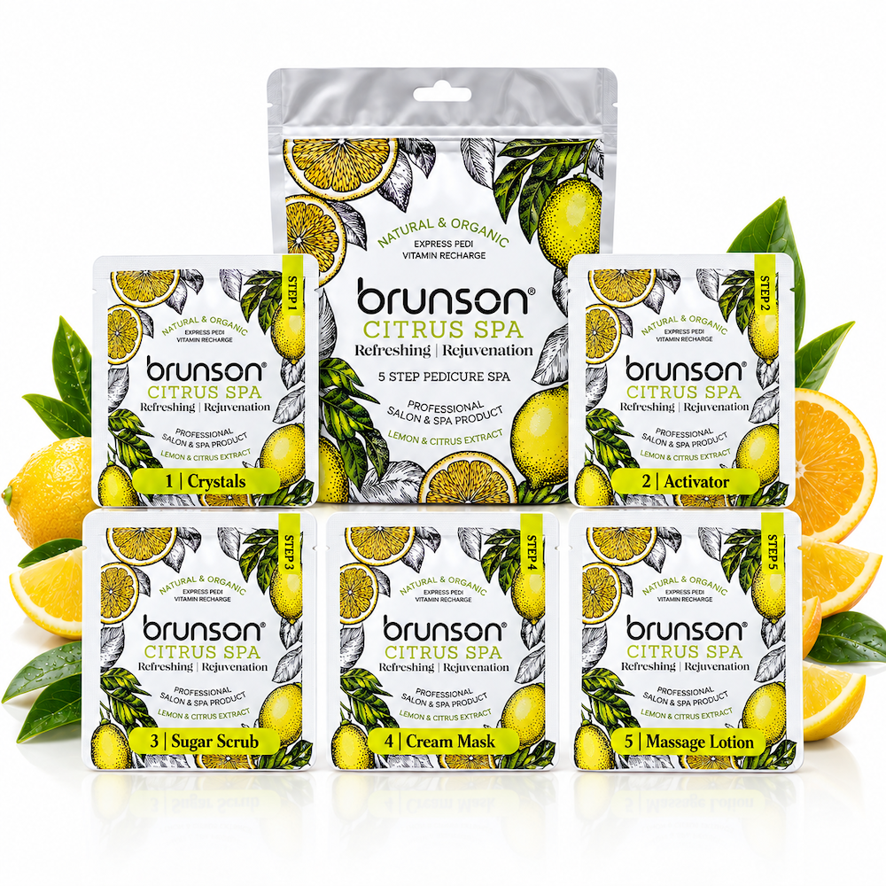 Brunson 5 in 1 Natural & Organic Vitamin Recharge Pedicure Spa Kit – Aroma Citrus Spa Refreshing & Rejuvenation BCSST