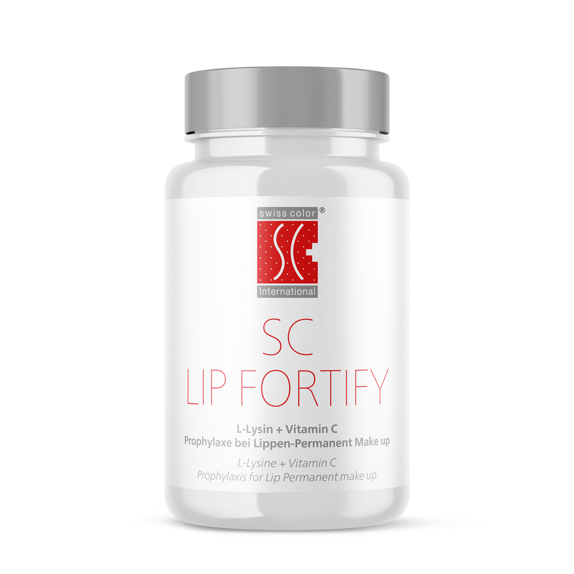 Swiss Color SC Lip Fortify 48g – L-Lysine + Vitamin C Supplement | 60 Capsules for Lip Care & Professional PMU Aftercare Support SC1800
