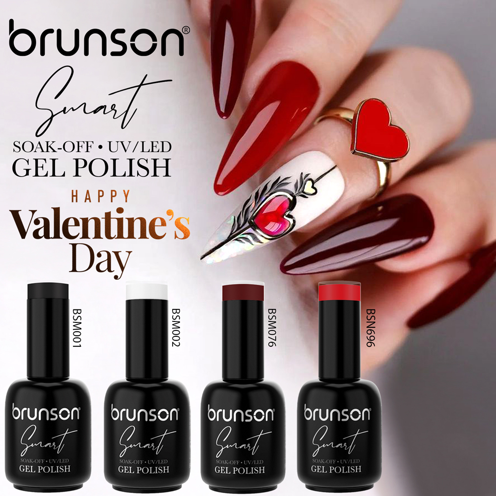 Red gel polish for Valentine's Day