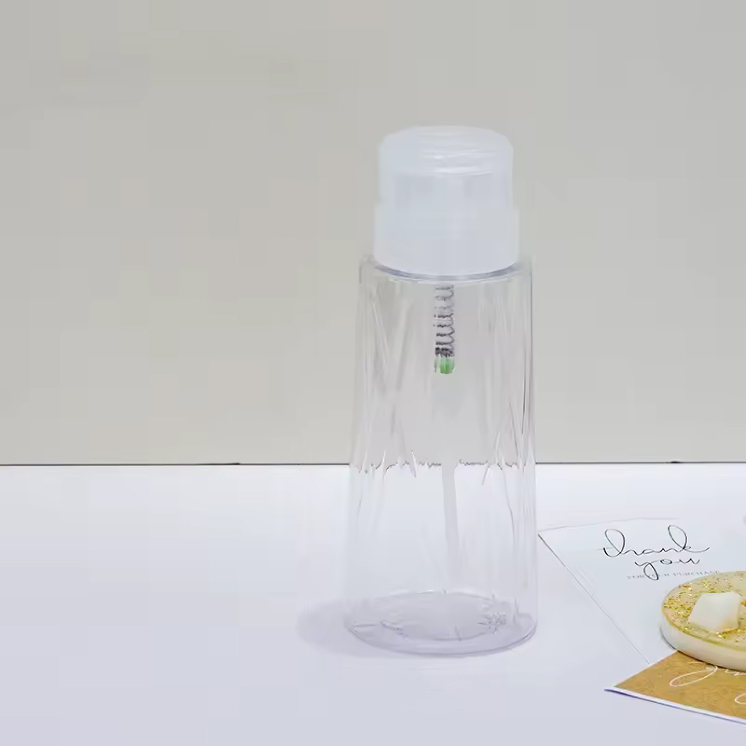 Acetone Pump Bottle - Refillable Round Transparent Pump Bottle