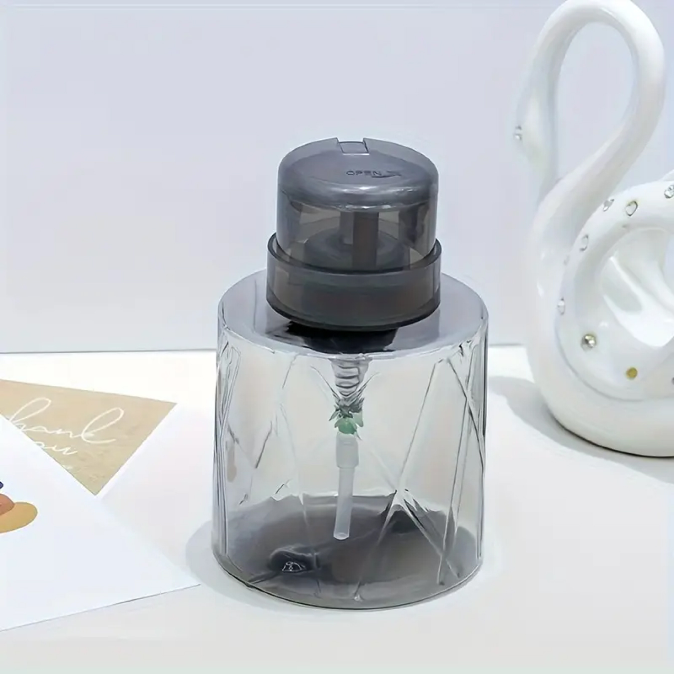 Acetone Pump Bottle - Refillable Round Transparent Pump Bottle