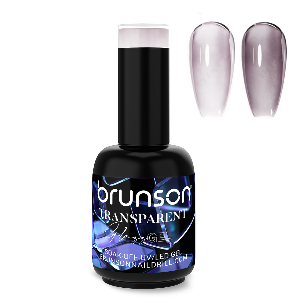 Brunson Transparent Glass Gel Polish – 18ml Jelly Gel, Sheer Crystal Finish, Soak-Off UV/LED Translucent Gel Nail Polish for Salon Manicures & DIY Nail Art at Home A2002