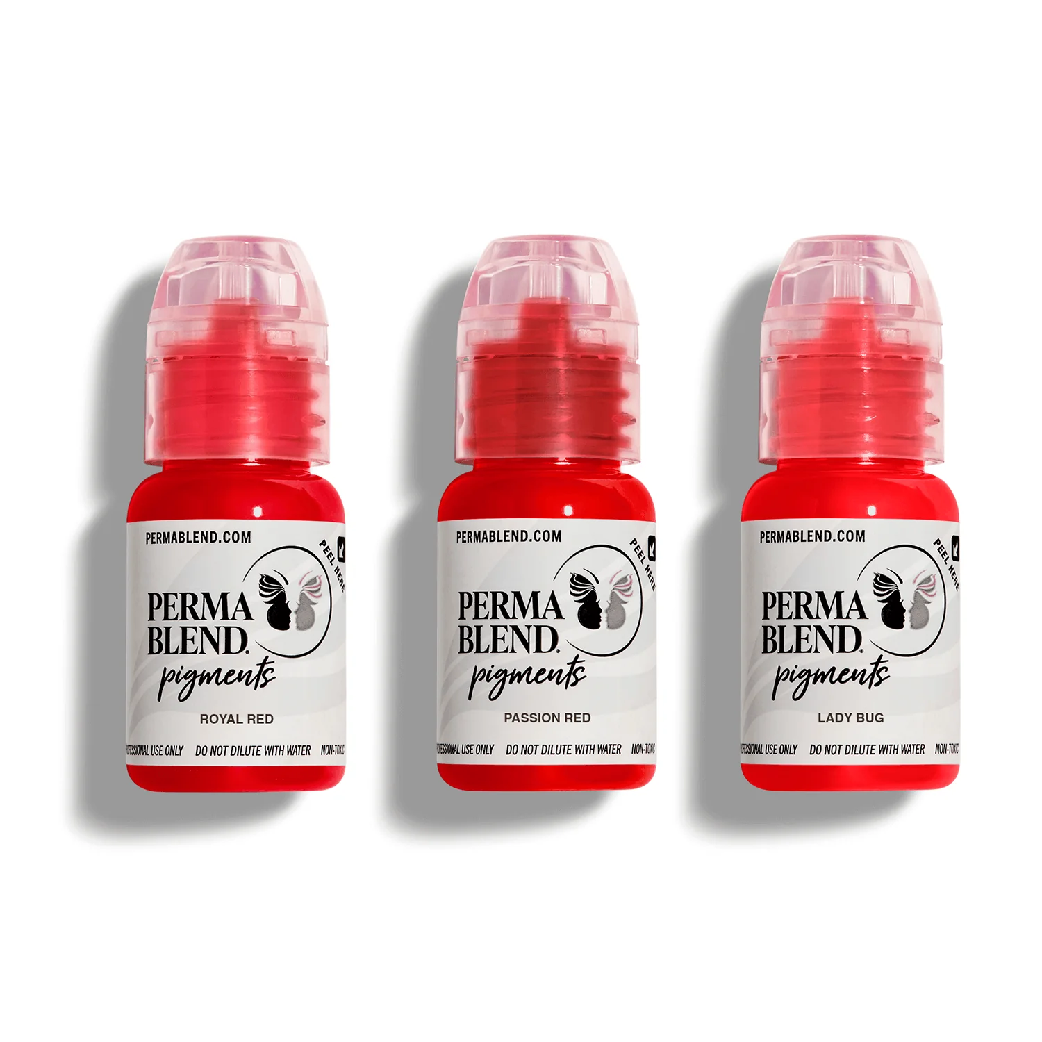 Perma Blend Red Lip Pigment Mini Set 3x15ml | Semi-Permanent Lip Blush & Tattoo Pigments for SPMU Artists PBMSRLS