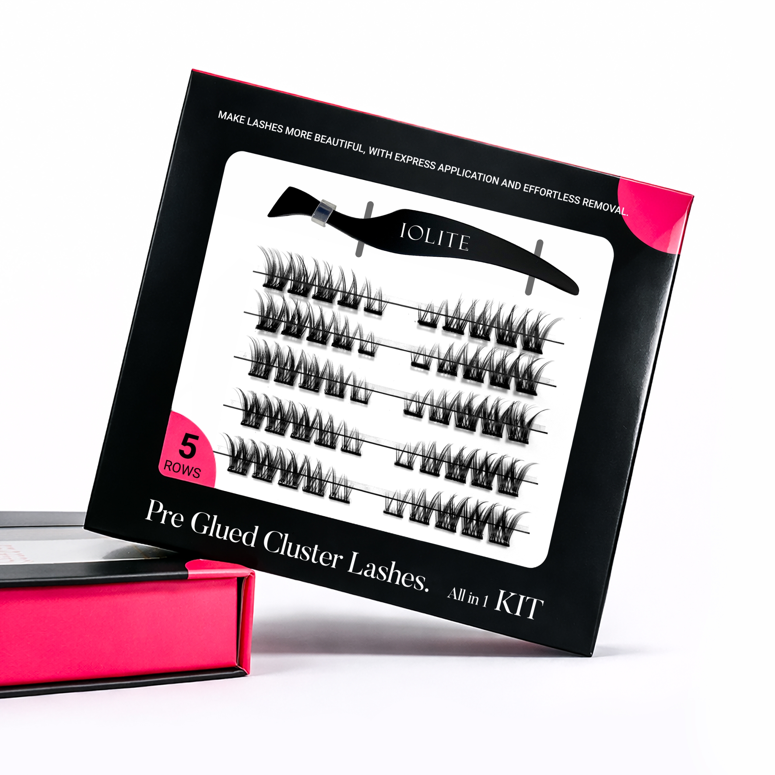 DIY Cat Eye Lash Cluster Kit with Tweezer – Pre-Glued Black Russian Volume Lash Extensions – Self-Adhesive Cluster Lashes, Easy to Apply with Tweezers, Reusable, Travel Pack, Perfect for Muslim Women, Salon-Quality at Home BPDD35