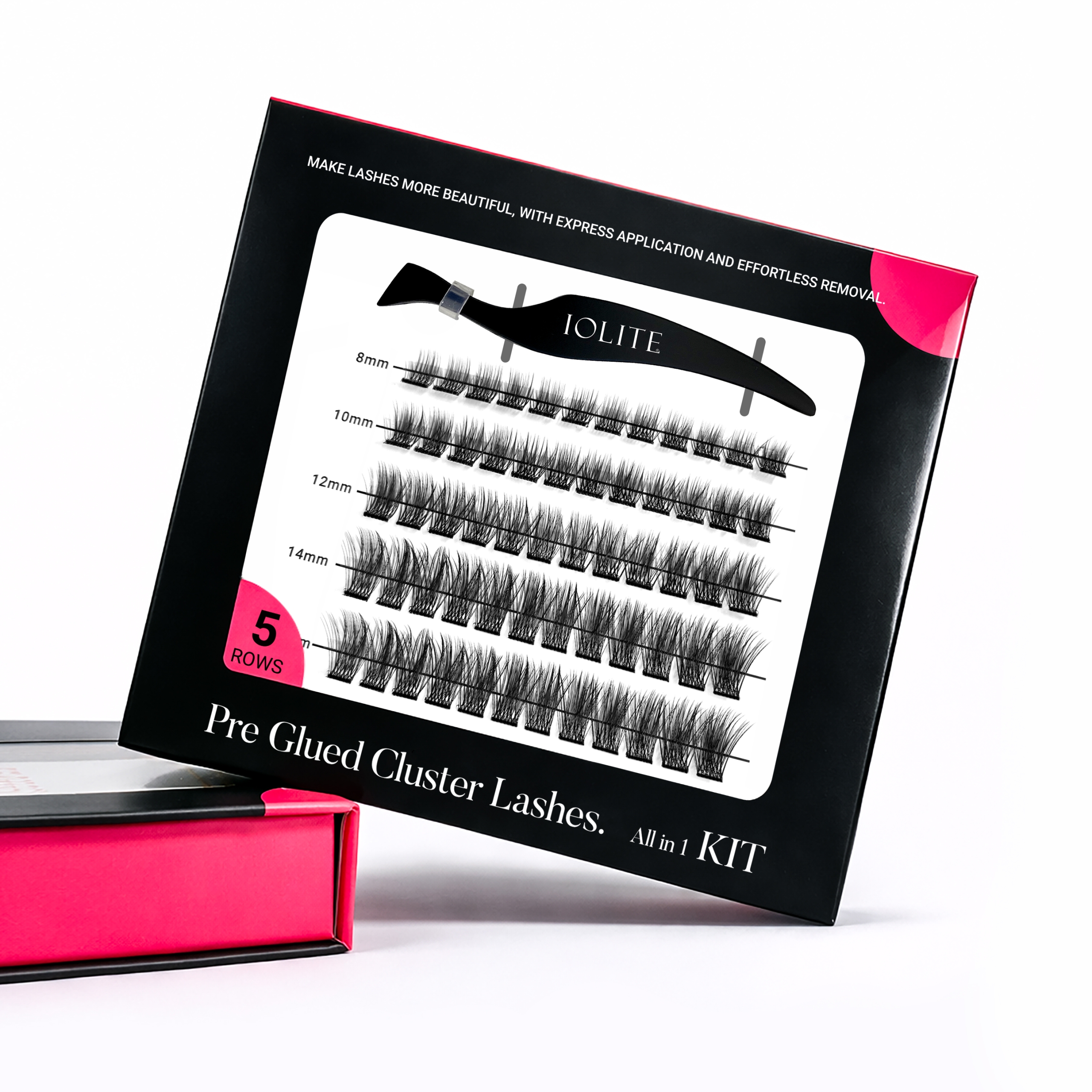 Iolite Express Lash Clusters – Natural Mink Eyelash Extensions | DIY Pre-Glued Russian Volume Lash Extension Kit - Black Glue | Self-Adhesive Cluster Lashes | Easy to Apply with Tweezers | Reusable | Perfect for Muslim Women BPDD02