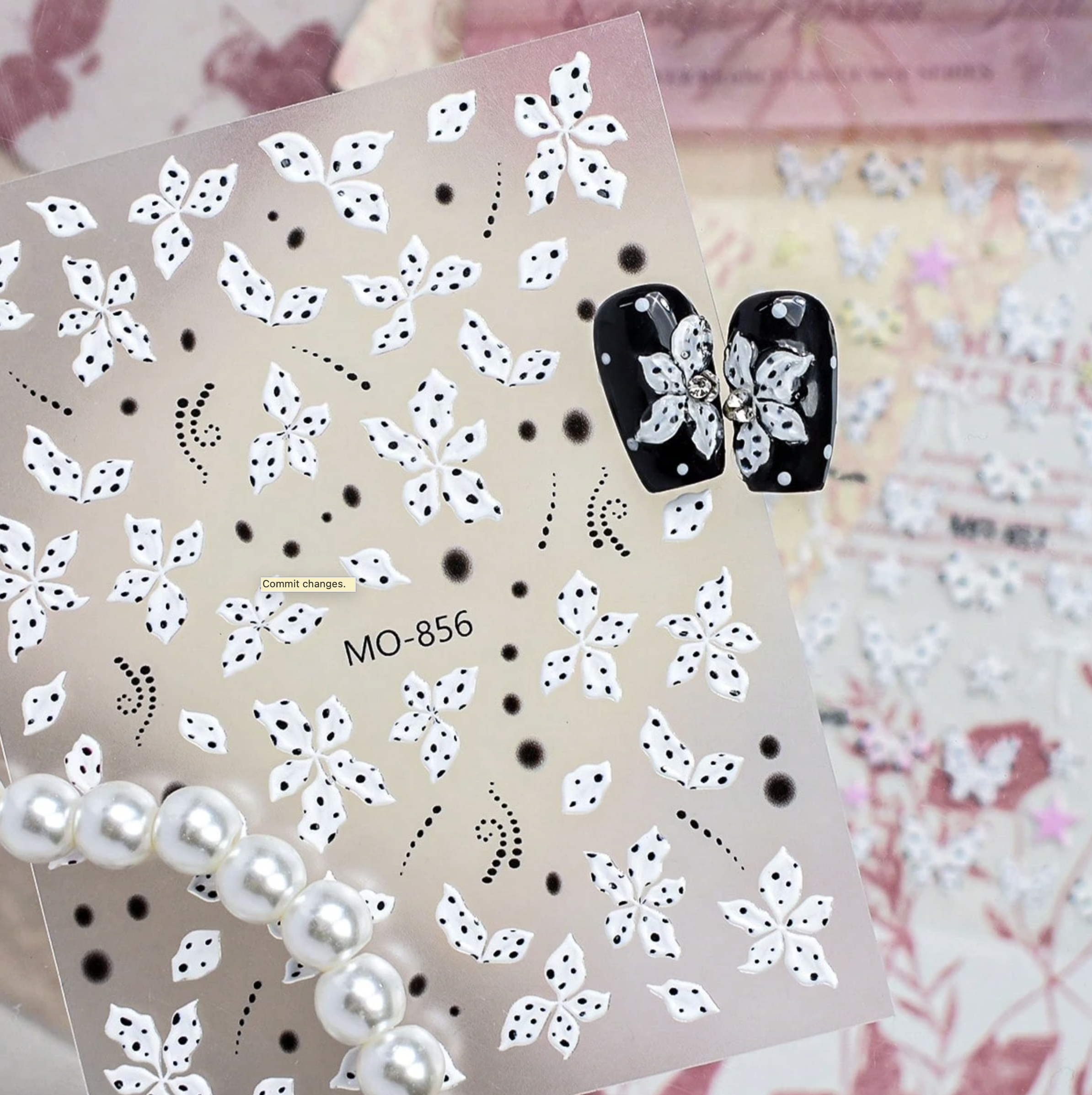 Nail Art Stickers - 3D White Floral Nail Stickers, Polka Dot Decals & French Lace Flower Nail Art | Hollow Out Design DIY Manicure Decorations for Gel, Acrylic & Natural Nails