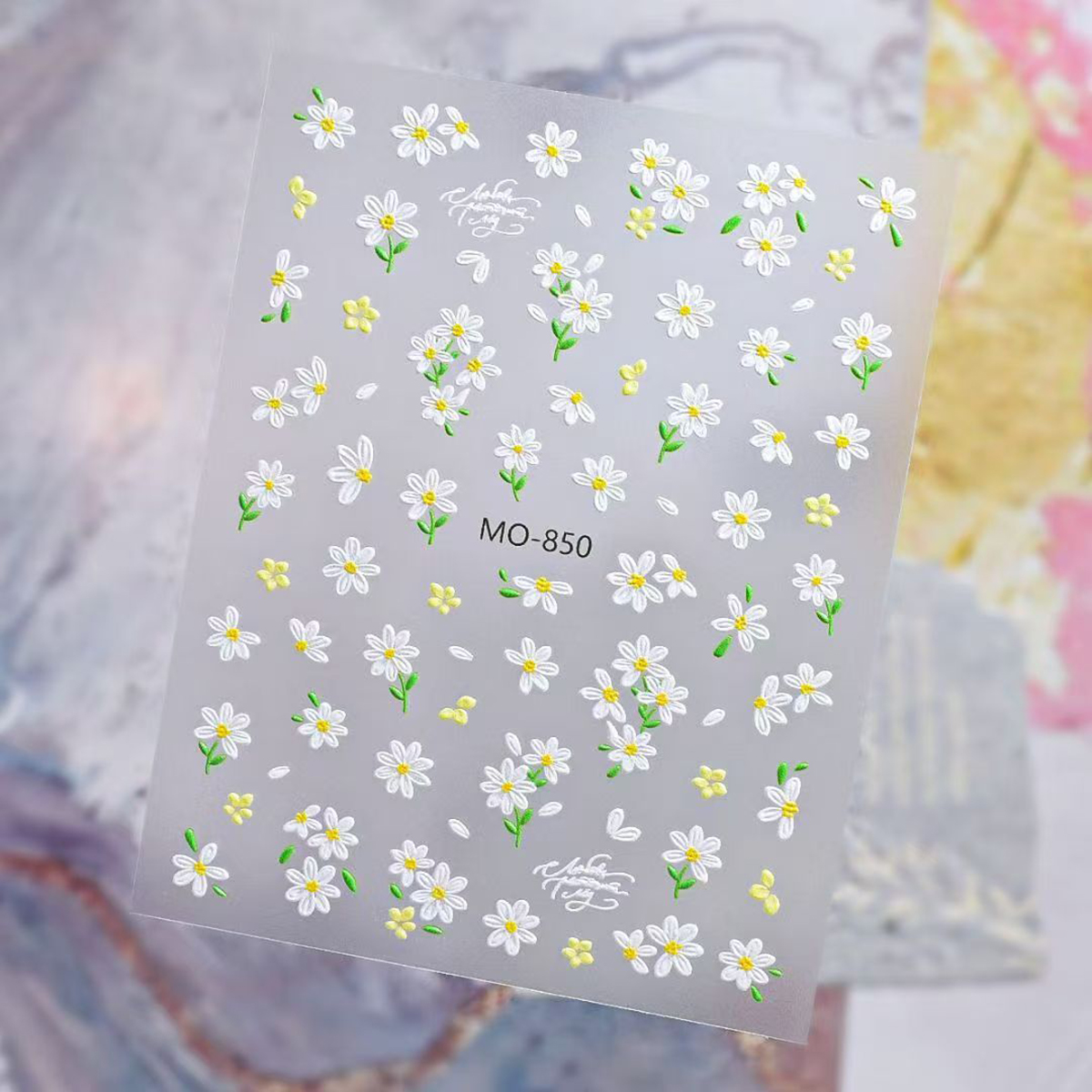 5D White Daisy Floral Nail Decals Set