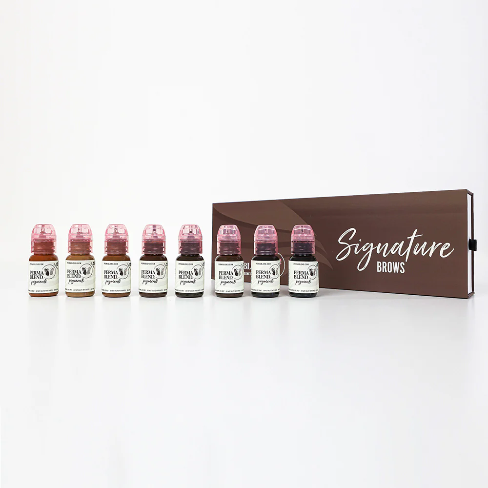 Eyebrow Pigment Set – Perma Blend Signature Brow Set 8x15ml | Professional PMU Brow Ink Collection for Permanent Makeup & Brow Tattooing PBSBS1/2