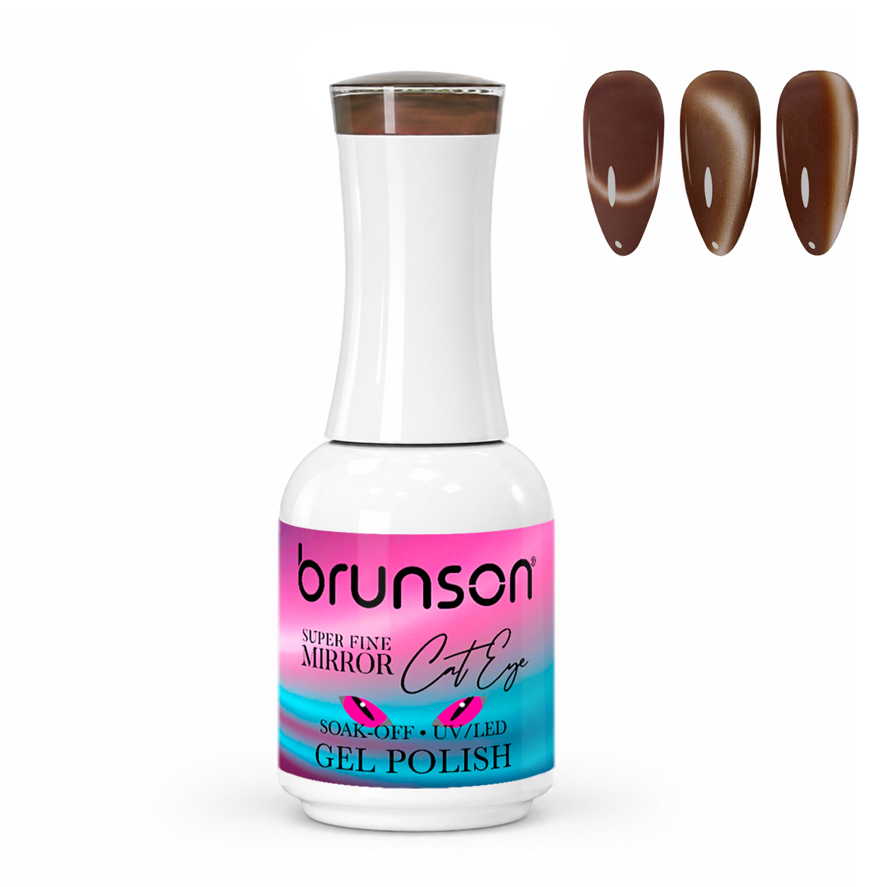Brunson Cat Eye Gel Polish 18ml – Super Fine Mirror Shine 9D Gel | Professional 9D Magnetic Cat Eye Gel Polish, UV/LED Soak-Off Long Lasting Nail Art Gel with Glass Bead Shine & Ceramic Finish H70434
