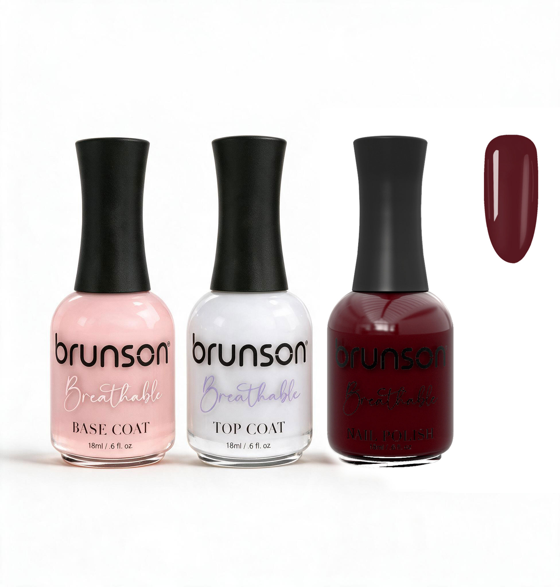 Peelable Breathable Nail Polish – Brunson Halal Nail Polish Set | Water-Based Wudu-Friendly Nail Color & Nail Enamel | Quick-Dry Vegan Non-Toxic Manicure Set with Peel-Off Base Coat & Top Coat PBN-BH025