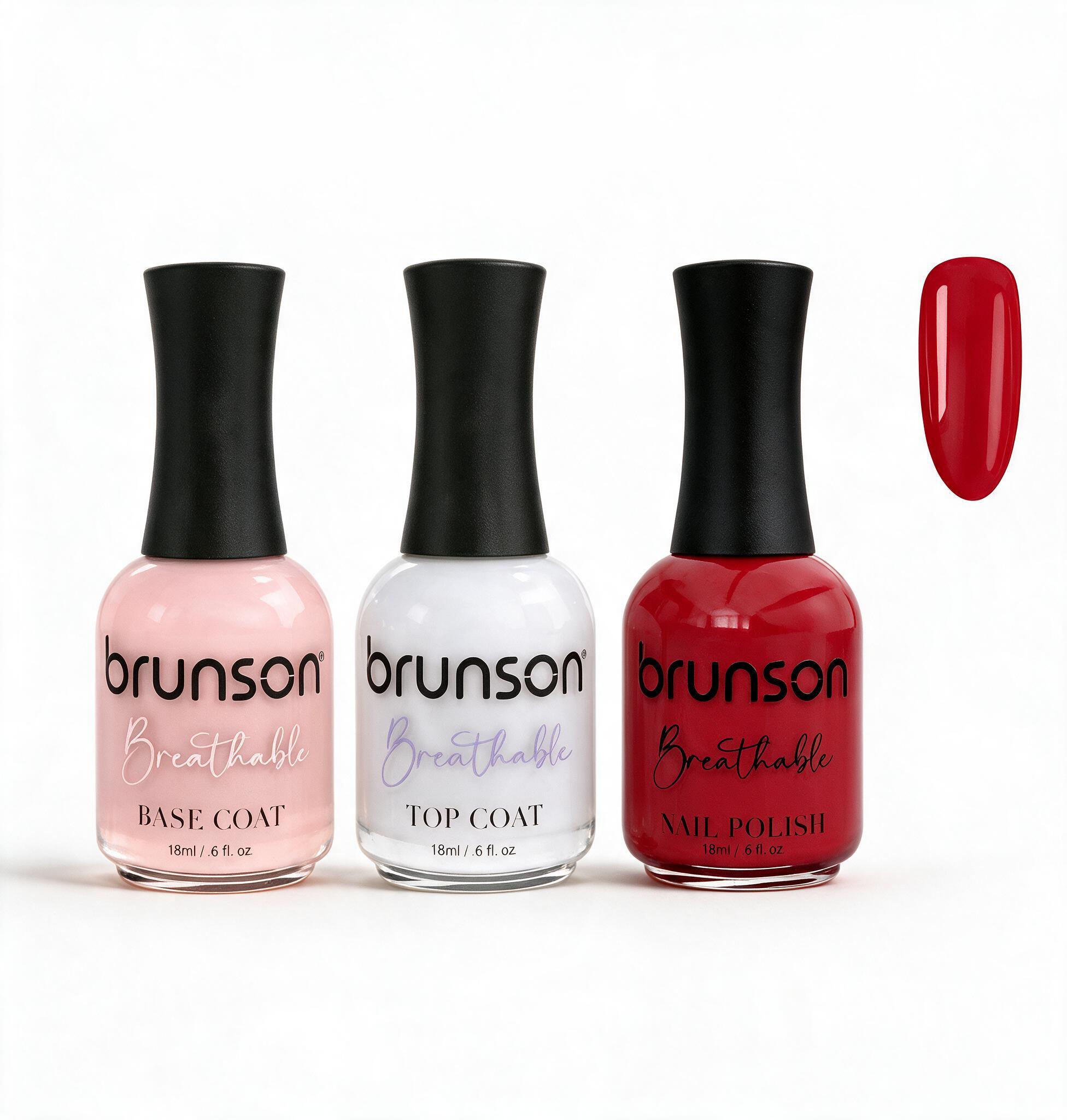 Peelable Breathable Nail Polish – Brunson Halal Nail Polish Set | Water-Based Wudu-Friendly Nail Color & Nail Enamel | Quick-Dry Vegan Non-Toxic Manicure Set with Peel-Off Base Coat & Top Coat PBN-BH118
