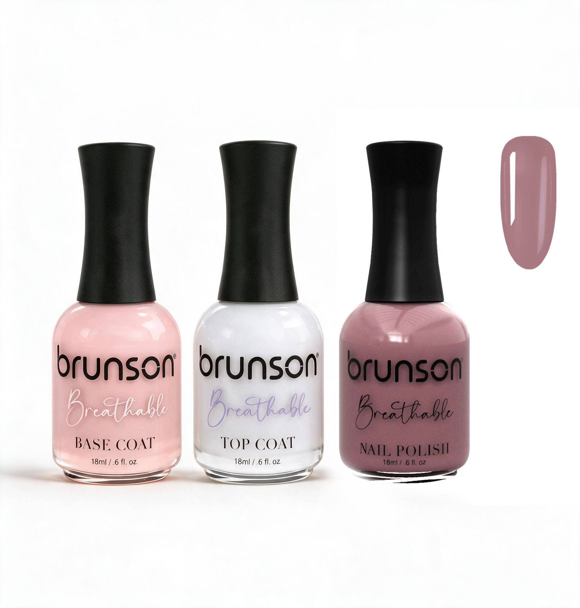 Peelable Breathable Nail Polish – Brunson Halal Nail Polish Set | Water-Based Wudu-Friendly Nail Color & Nail Enamel | Quick-Dry Vegan Non-Toxic Manicure Set with Peel-Off Base Coat & Top Coat PBN-BH084
