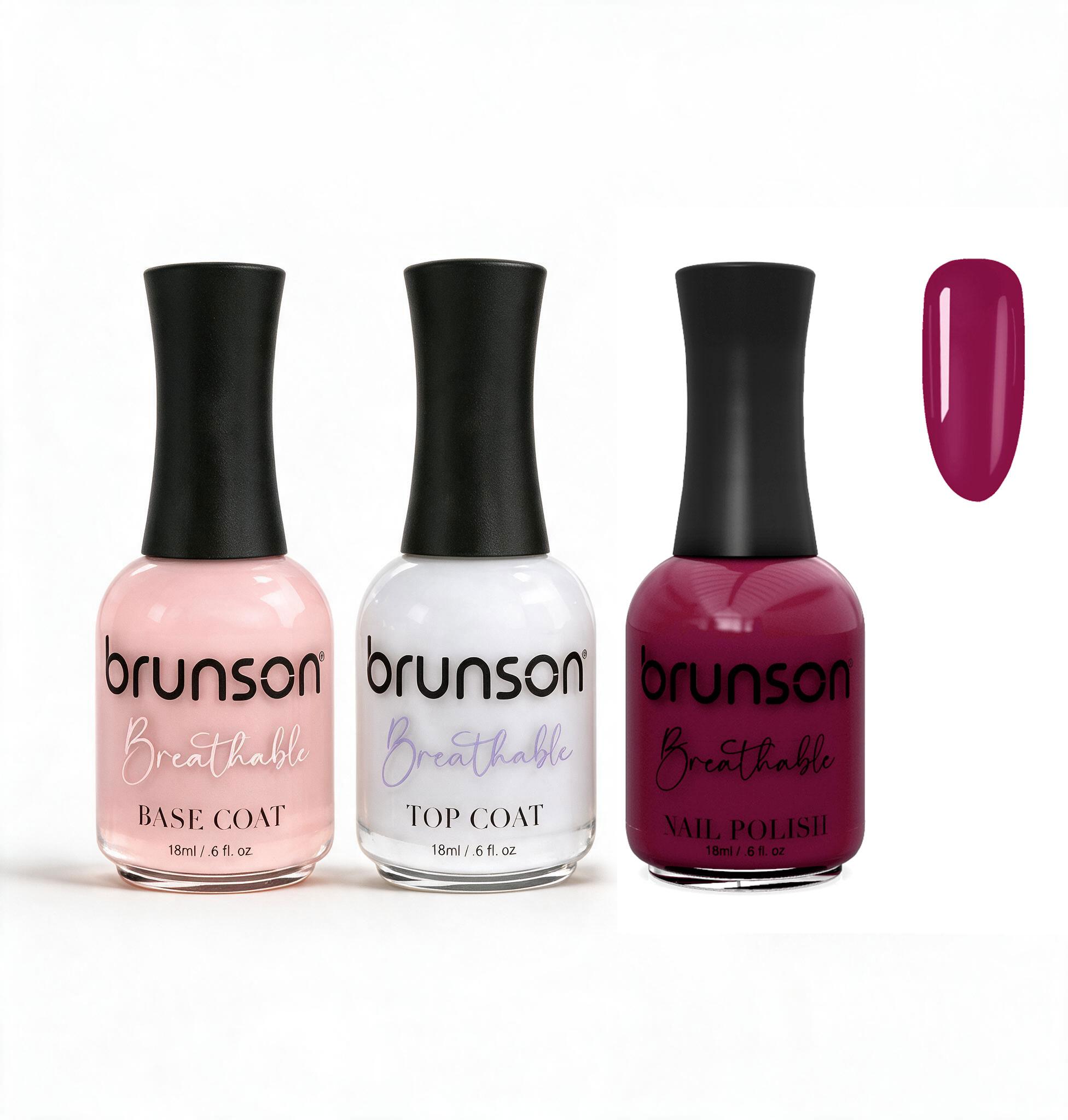 Peelable Breathable Nail Polish – Brunson Halal Nail Polish Set | Water-Based Wudu-Friendly Nail Color & Nail Enamel | Quick-Dry Vegan Non-Toxic Manicure Set with Peel-Off Base Coat & Top Coat PBN-BH120