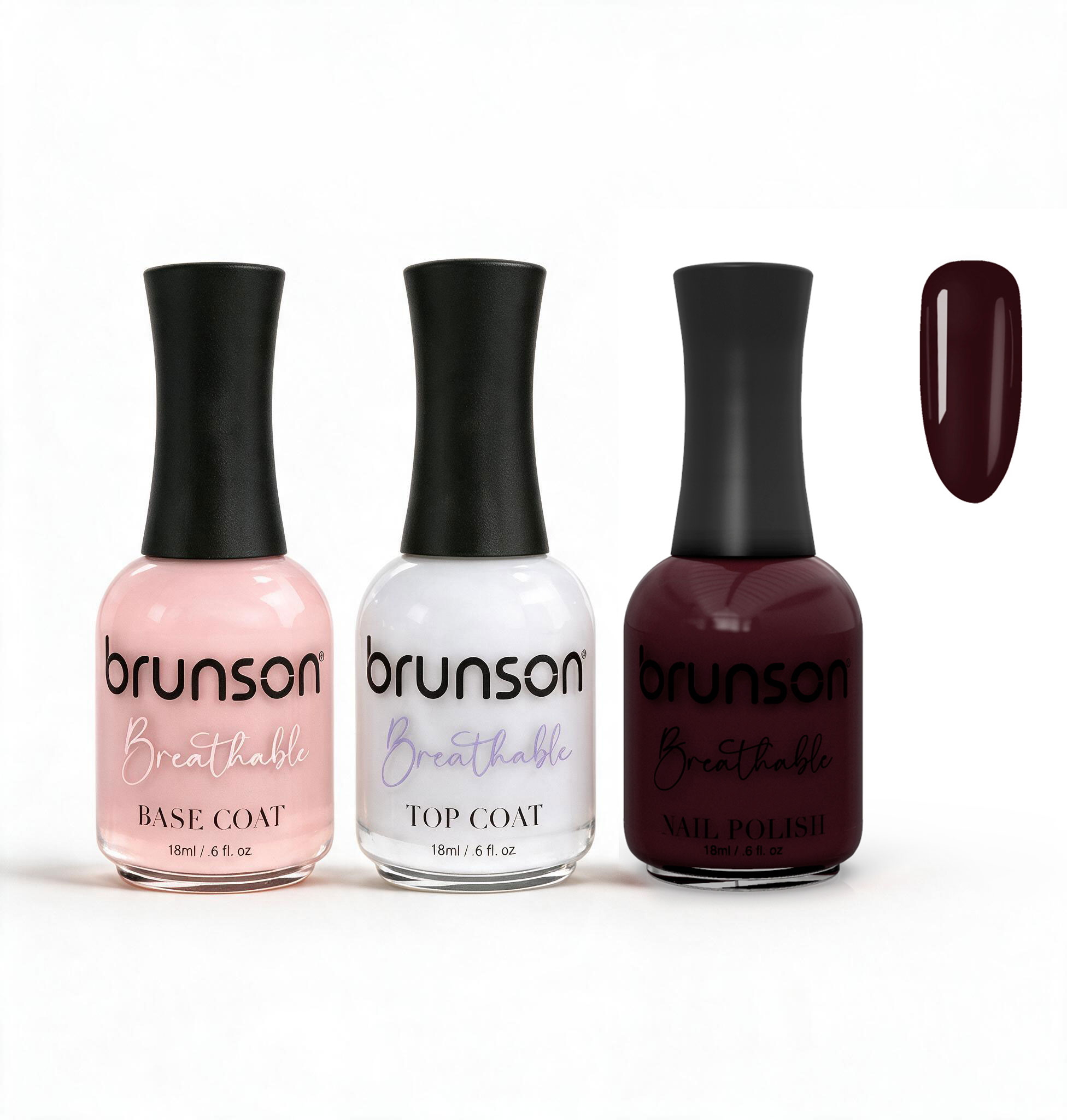 Peelable Breathable Nail Polish – Brunson Halal Nail Polish Set | Water-Based Wudu-Friendly Nail Color & Nail Enamel | Quick-Dry Vegan Non-Toxic Manicure Set with Peel-Off Base Coat & Top Coat PBN-BH125