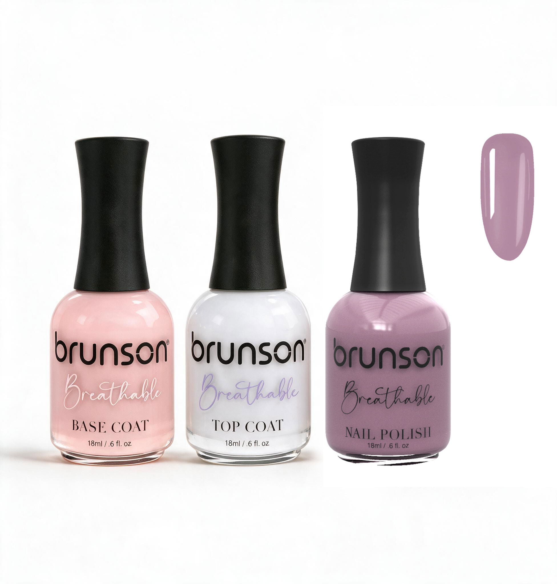 Peelable Breathable Nail Polish – Brunson Halal Nail Polish Set | Water-Based Wudu-Friendly Nail Color & Nail Enamel | Quick-Dry Vegan Non-Toxic Manicure Set with Peel-Off Base Coat & Top Coat PBN-BH129