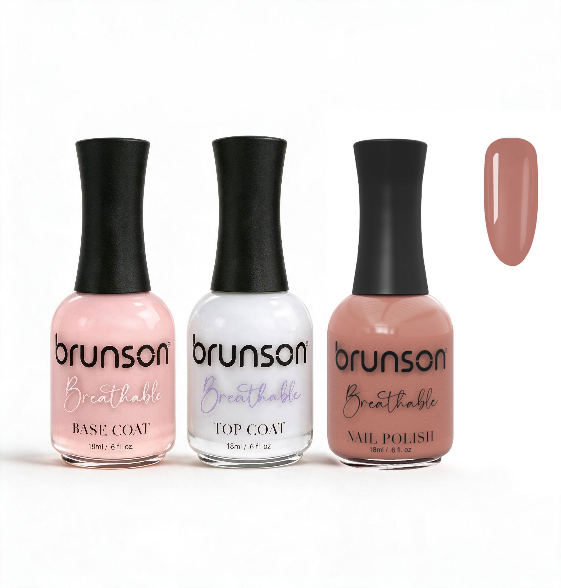 Peelable Breathable Nail Polish – Brunson Halal Nail Polish Set | Water-Based Wudu-Friendly Nail Color & Nail Enamel | Quick-Dry Vegan Non-Toxic Manicure Set with Peel-Off Base Coat & Top Coat PBN-BH201