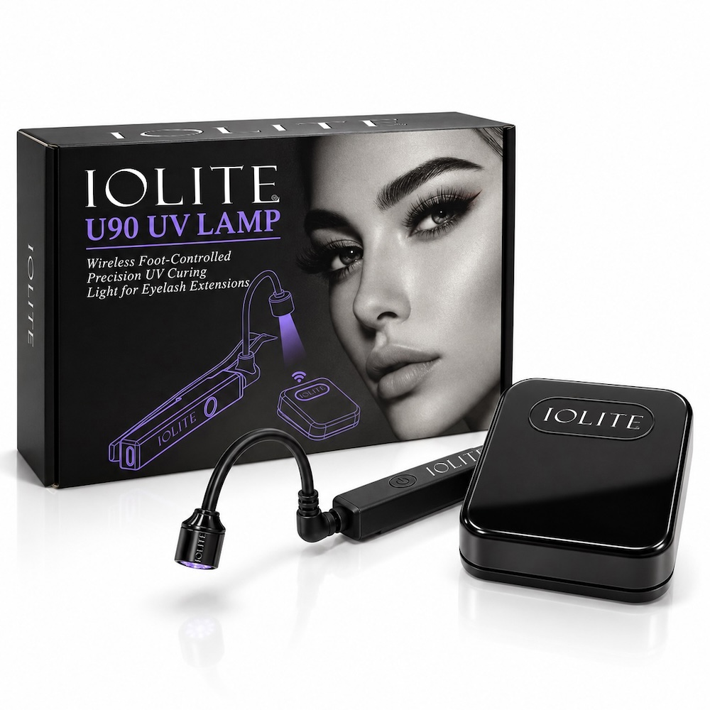 Iolite U90 UV Lash Tweezer Lamp – Mini Wireless UV Curing Light for Eyelash Extensions, Lash Extension Lamp with Precision Tweezer & Foot Control, Professional UV LED Curing Lamp for Lash Technicians & Beauty Salons IU90UV